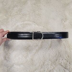 Mens Nexbelt Precise Fit Ratchet Black Leather Belt Silver Buckle size 25” - 32”